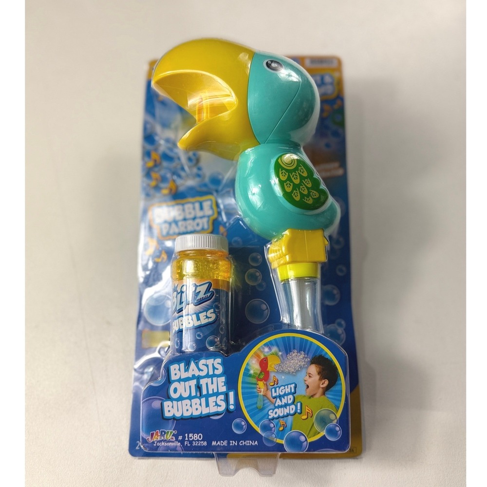 JA-RU Blitz Bubbles Parrot Wand Kids Teal Yellow Light Sound Toy 1580 NEW